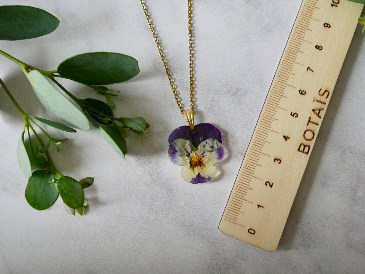 Collier pensée violet/blanc
