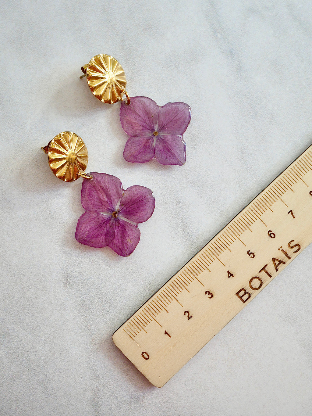 Boucles d’oreilles hortensia rose soleil