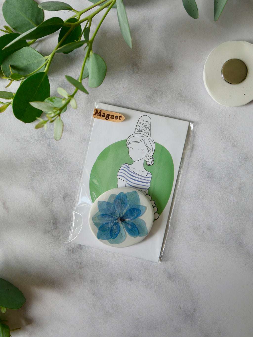Magnet hortensia bleu