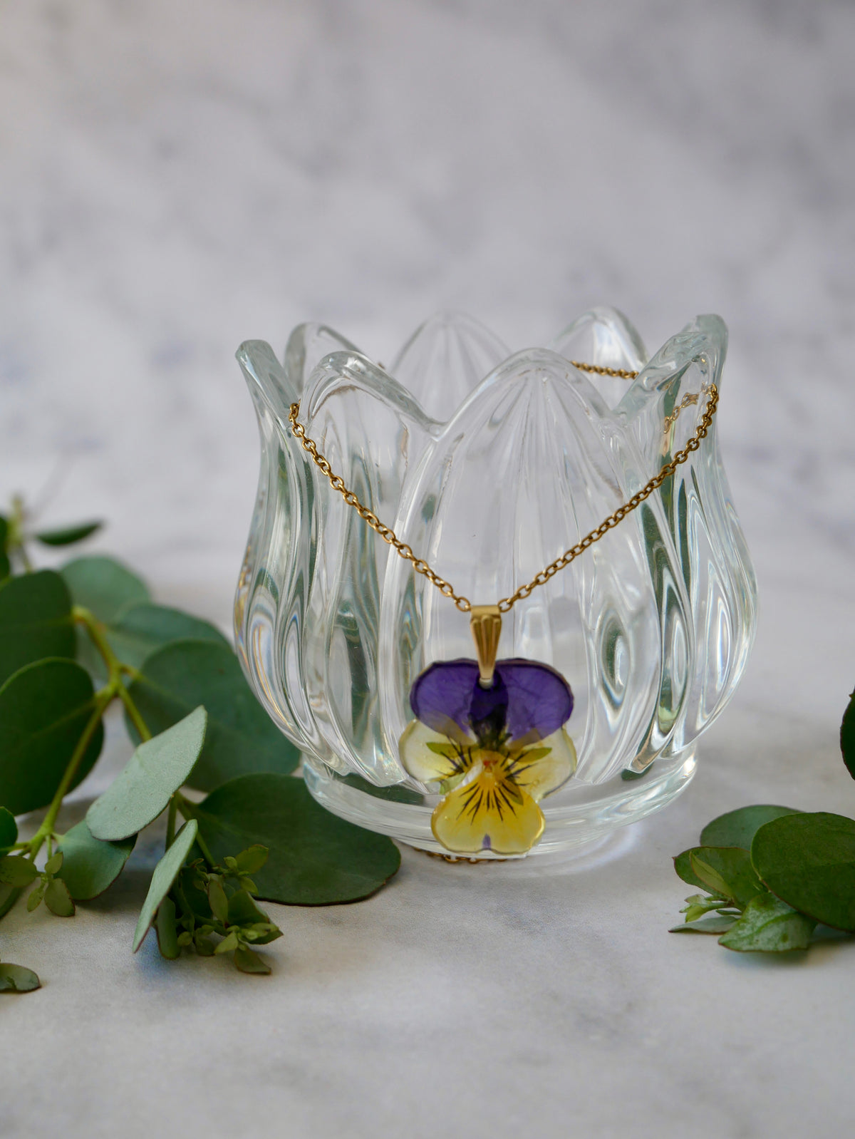 Collier pensée jaune/violet