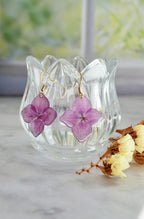 Boucles d’oreilles hortensia rose crochet