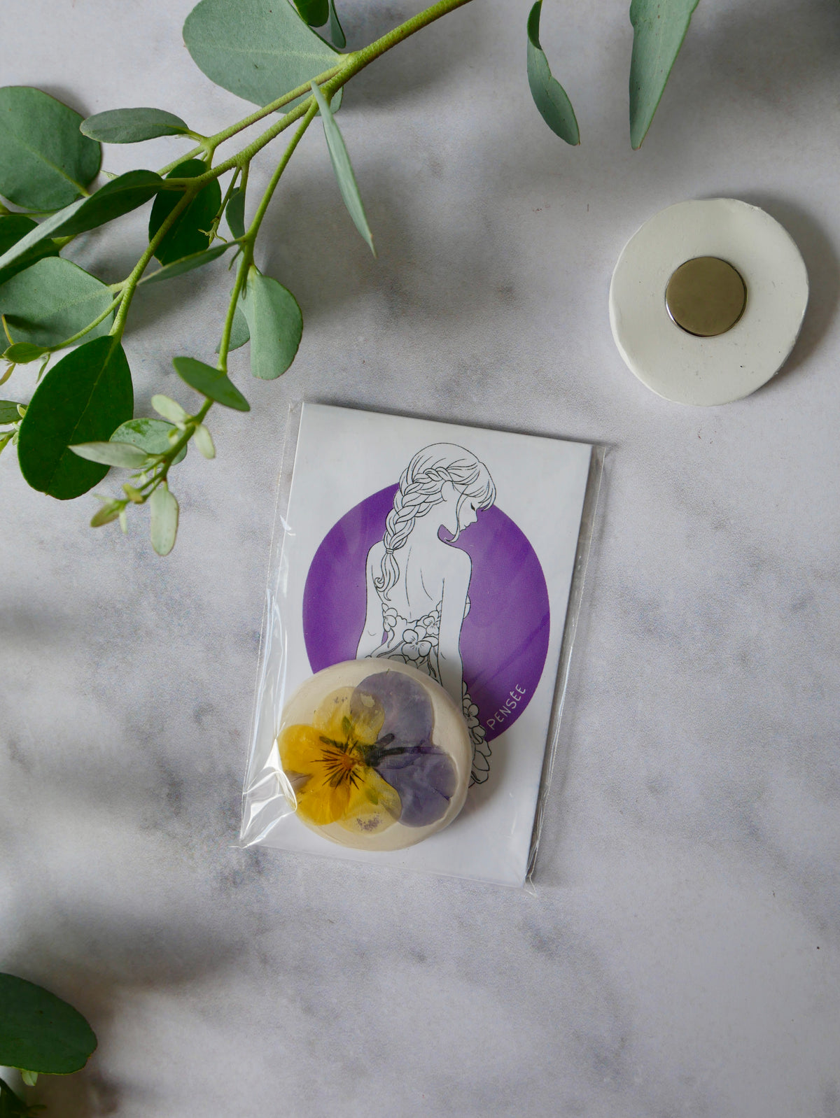 Magnet pensée jaune/violet