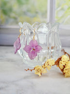 Boucles d’oreilles hortensia rose crochet