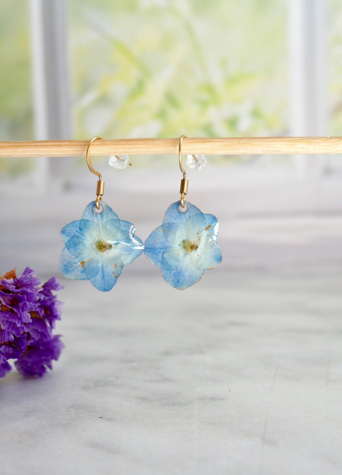 Boucles d’oreilles mini hortensia crochet