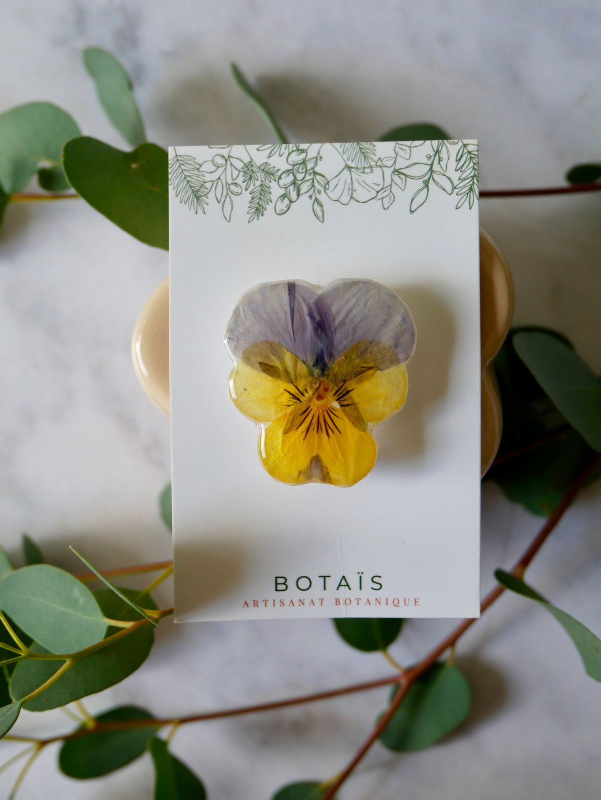 Broche pensée jaune/violet