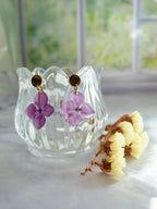 Boucles d’oreilles hortensia rose