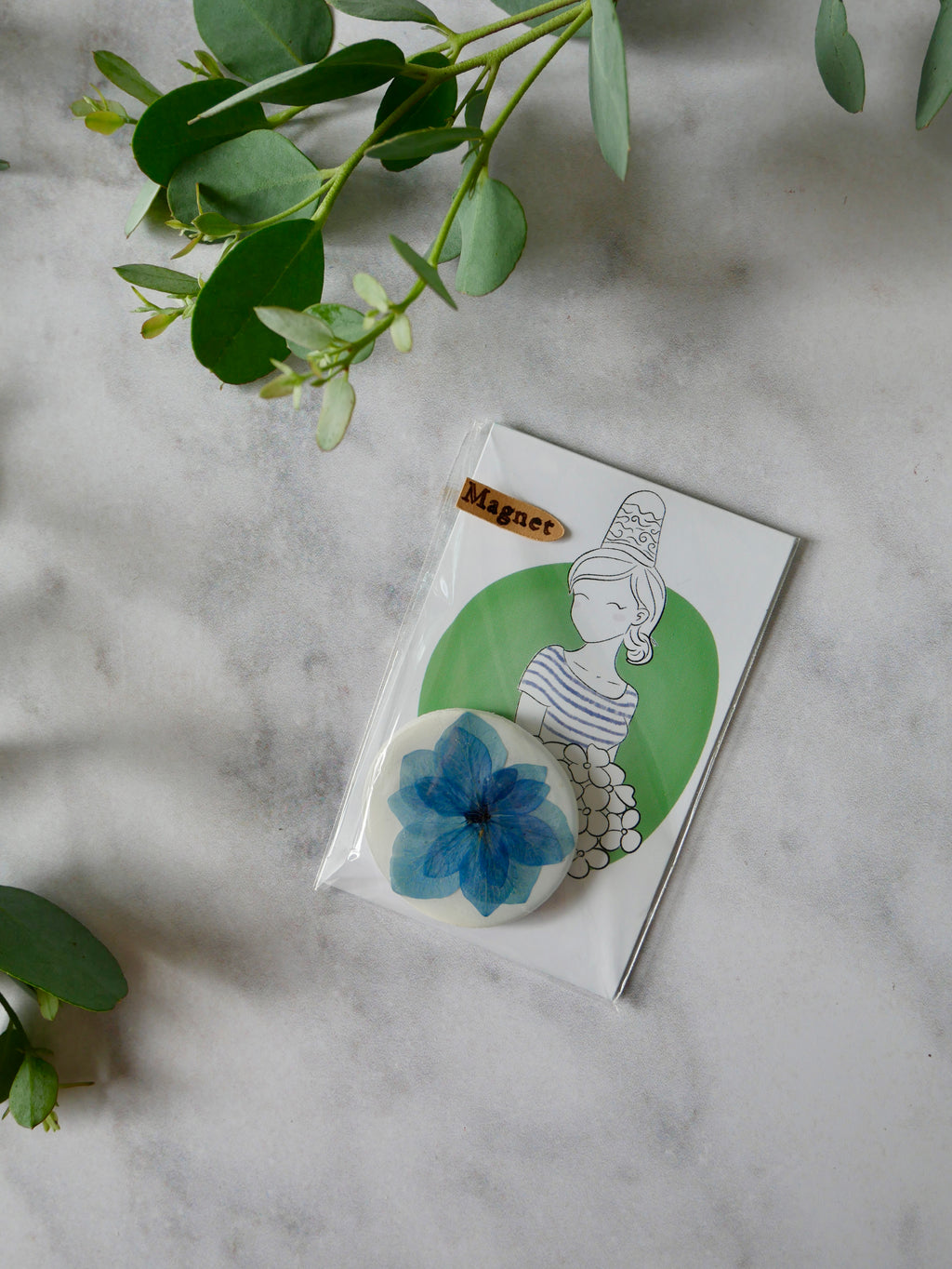 Magnet hortensia bleu