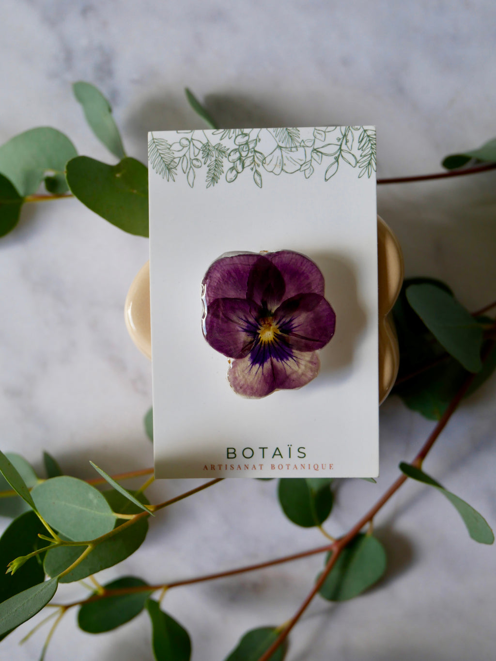 Broche pensée rose