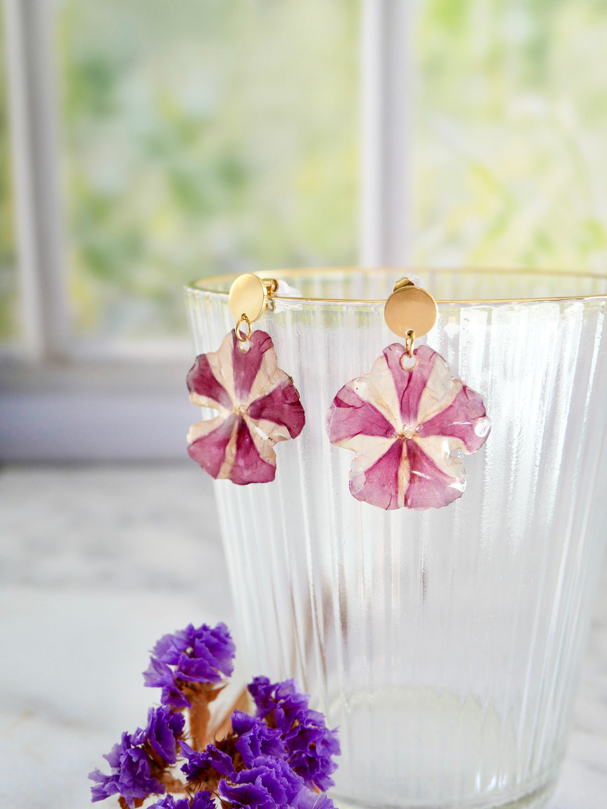 Boucles d’oreilles verveine bicolore