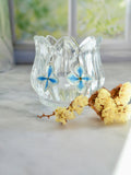 Boucles d’oreilles hortensia bicolore crochet