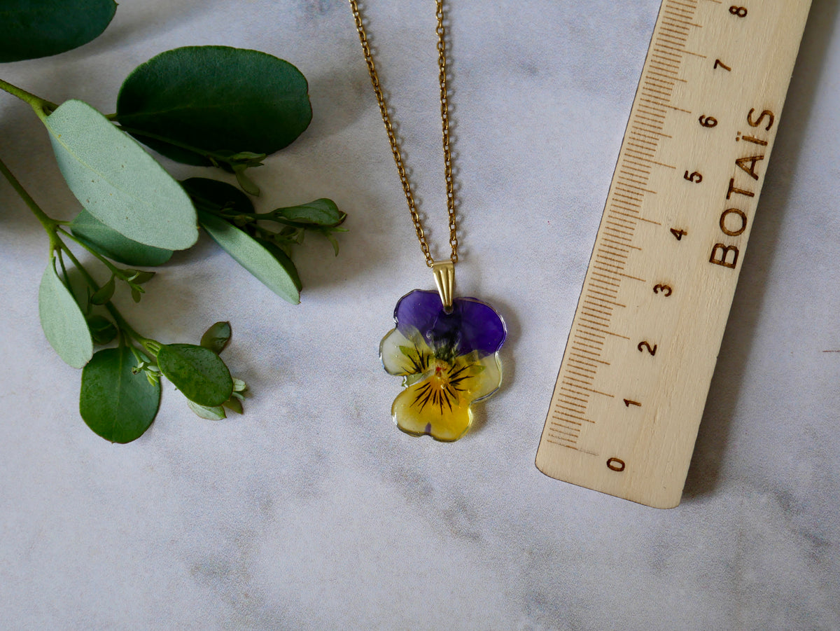Collier pensée jaune/violet