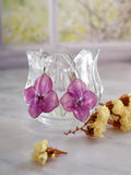 Boucles d’oreilles hortensia rose crochet