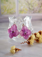 Boucles d’oreilles hortensia rose crochet