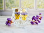 Boucles d’oreilles pensée jaune/violet fleurs