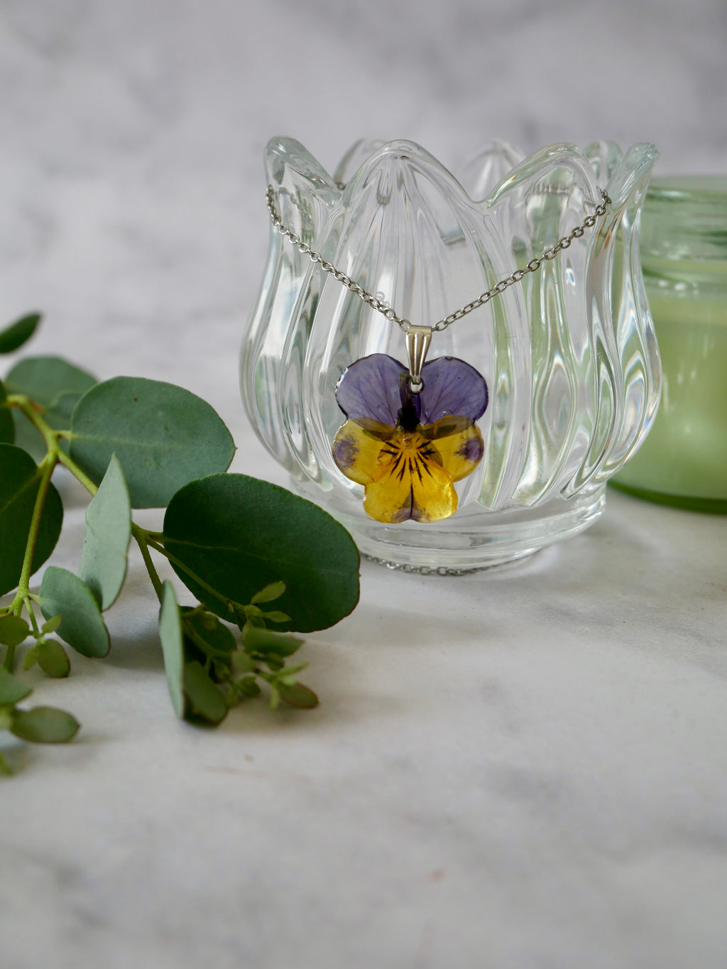 Collier pensée jaune/violet
