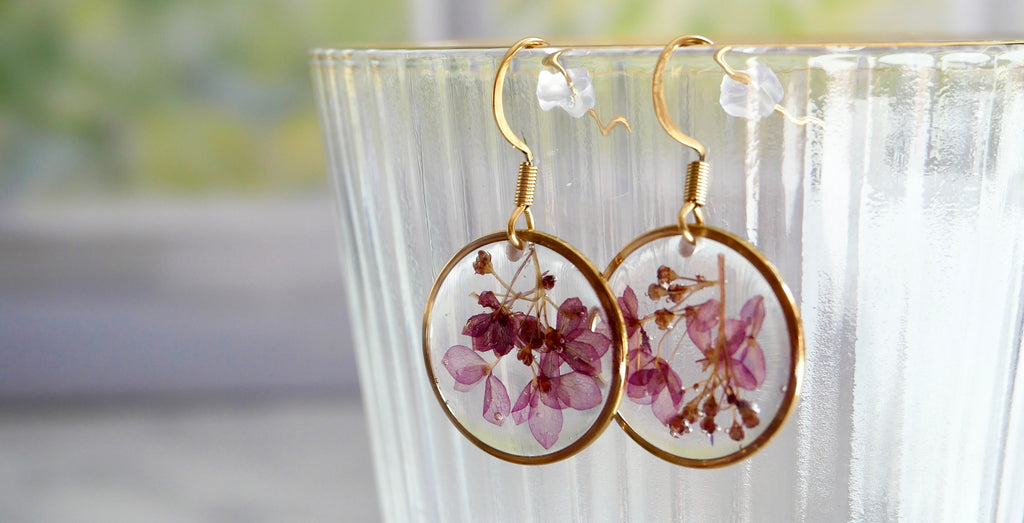 Boucles d’oreilles O hortensia rose