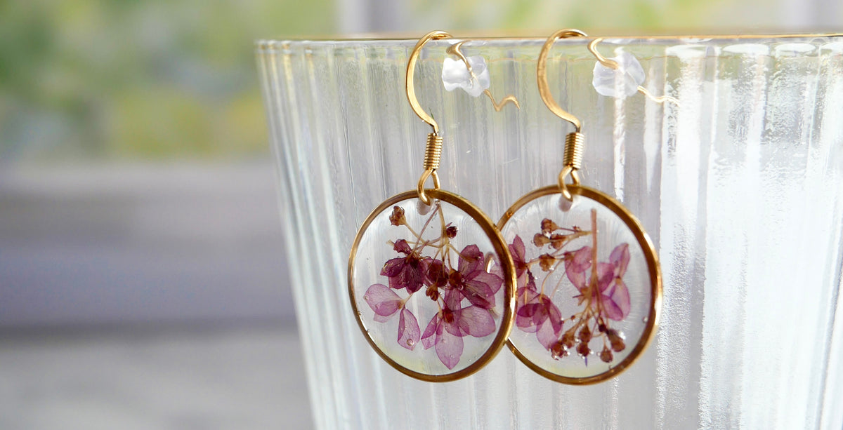 Boucles d’oreilles O hortensia rose