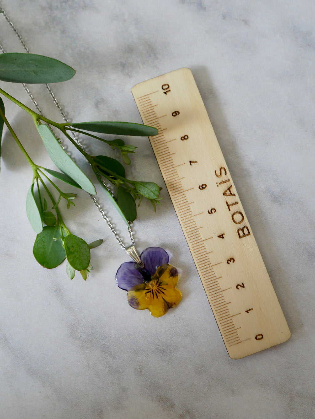 Collier pensée jaune/violet
