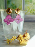 Boucles d’oreilles hortensia rose soleil