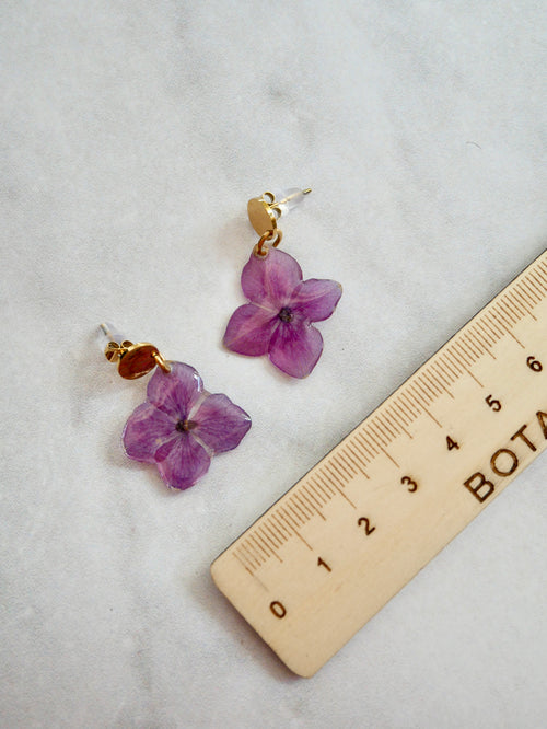 Boucles d’oreilles hortensia rose